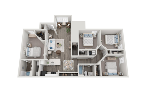 4 bedroom floor plan | 1380Sq. Ft. at Eastlake Gardens, Decatur